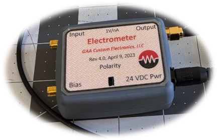 Electrometer pico-ampere current detector PCB — compact 2.3 x 1.75 inch format