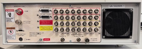 MIPS rear panel showing BNC connectors, module slots, DB connectors and power input