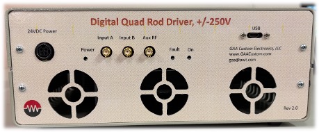 Digital Quad Rod Driver +/-250V — standalone high-voltage pulse amplifier for digital quadrupole mass spectrometry