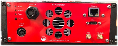 RF Generator standalone RF driver — front panel showing Ethernet, USB, Bias and Trig/Gate connectors